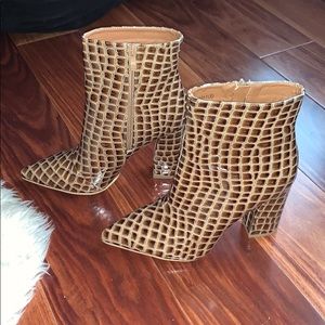 Patent leather snake skin boots